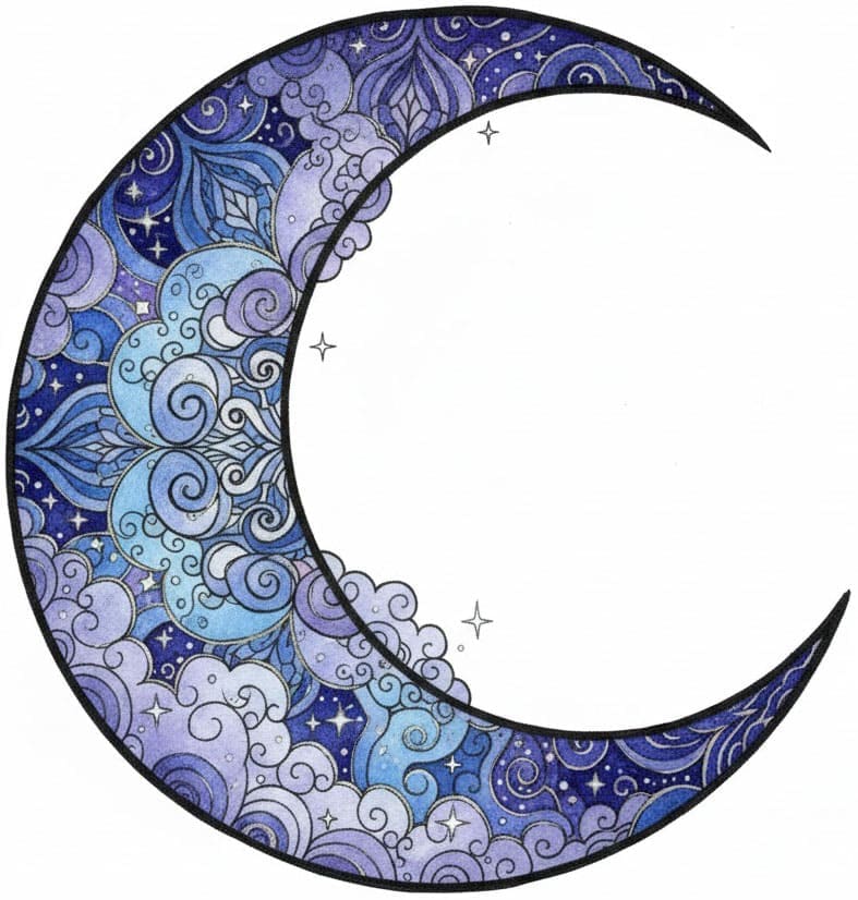 Crescent Moon Cloud Zen Mandala Template Mandalas