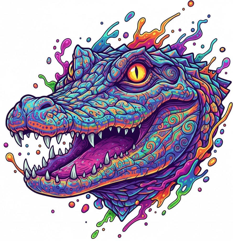Croc Splash Neon Psychedelic Mandala Template Mandalas