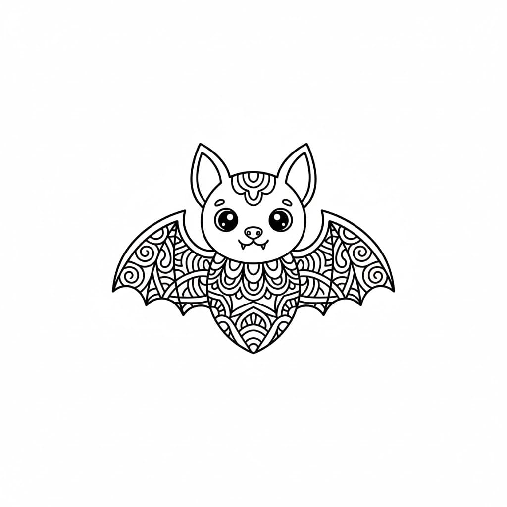 Cute Bat Mandala Coloring Page Mandalas