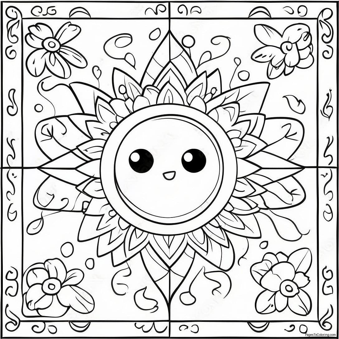 Cute Floral Sun Mandala Coloring Page Mandalas