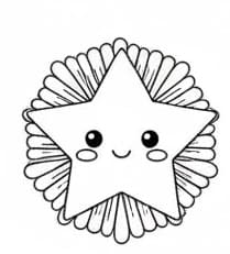 Cute Happy Star Mandala Coloring Page. Mandalas