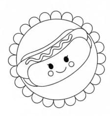 Cute Hot Dog Food Mandala Coloring Page. Mandalas
