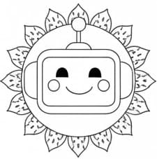 Cute Robot Flower Mandala Coloring Page Mandalas