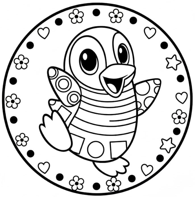 Dancing Penguin Mandala Coloring Page Mandalas