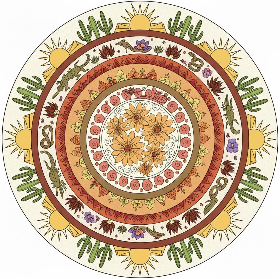 Desert Sun Mandala Nature Mandala Template Mandalas