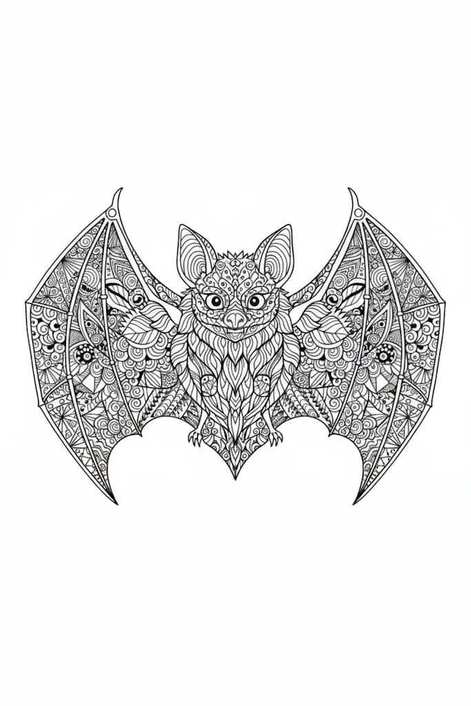 Detailed Bat Mandala Coloring Page Mandalas