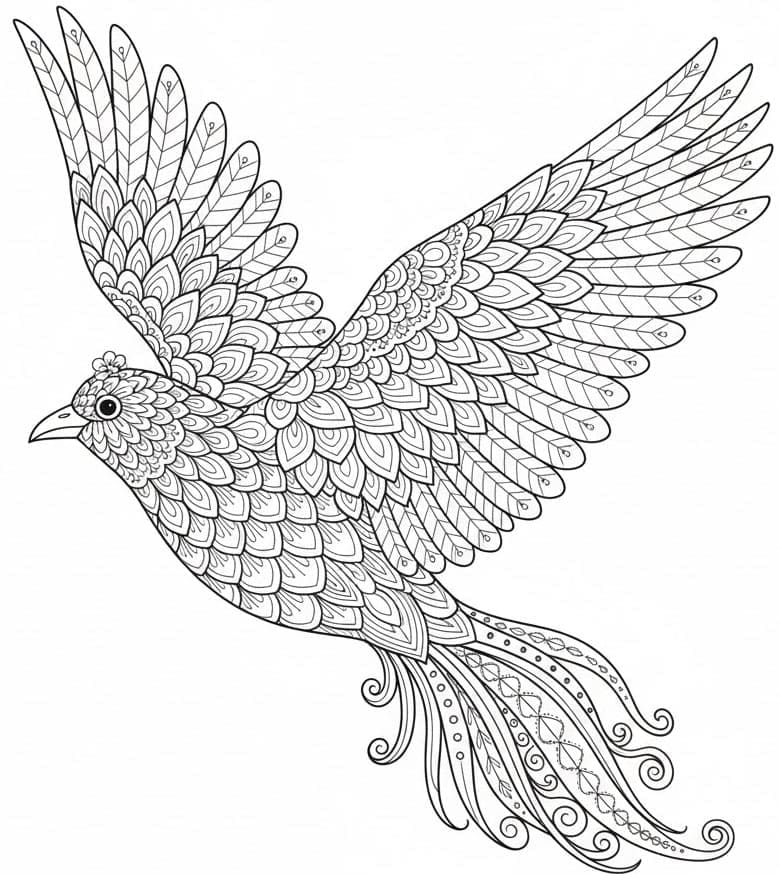 Detailed Feather Bird Zen Mandala Template Mandalas