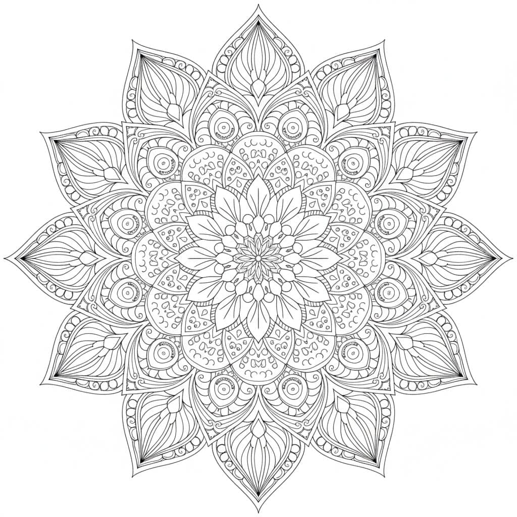 Detailed Lotus Bloom Zen Mandala Template Mandalas