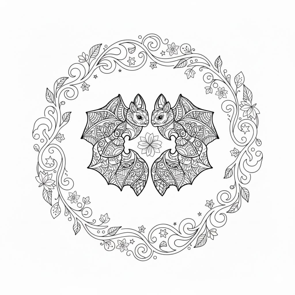 Draw Bat Mandala Coloring Page Mandalas