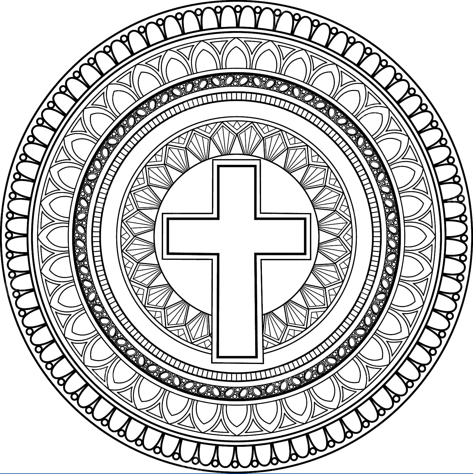 Draw Cross Mandala Coloring Page Mandalas