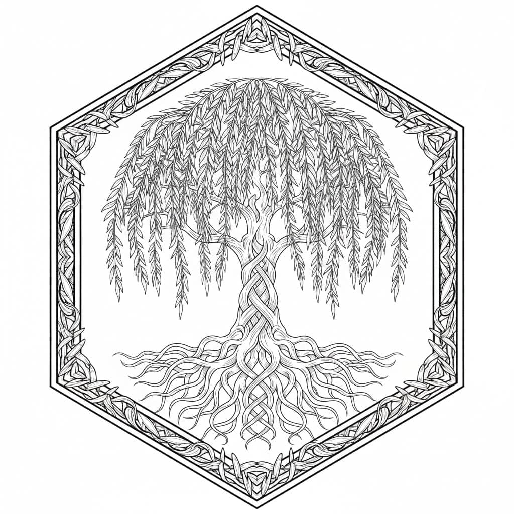 Dreamy Landscape Tree Of Life Mandala Coloring Page Mandalas