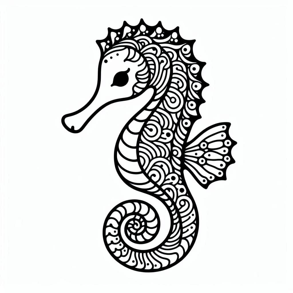 Easy Seahorse Mandala Coloring Page Mandalas