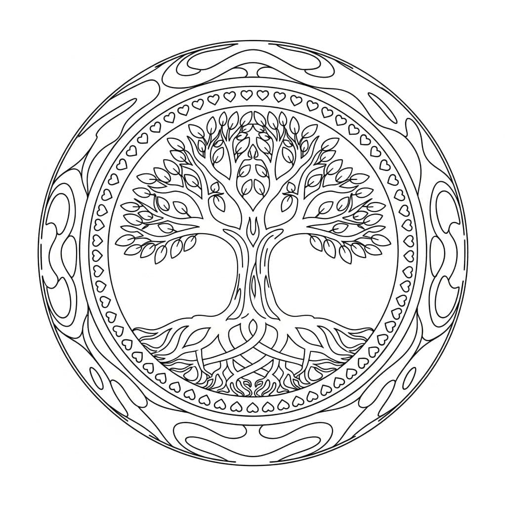Fantasy Tree Of Life Mandala Coloring Page Mandalas