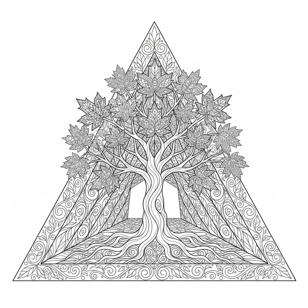 Fantasy World Tree Of Life Mandala Coloring Page Mandalas