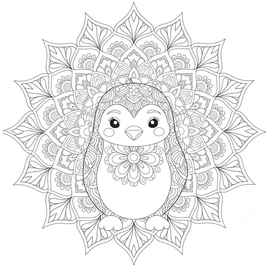 Penguin Mandala Coloring Pages Mandalas