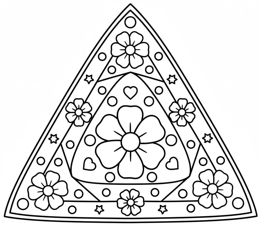 Floral Triangle Mandala Coloring Page Mandalas