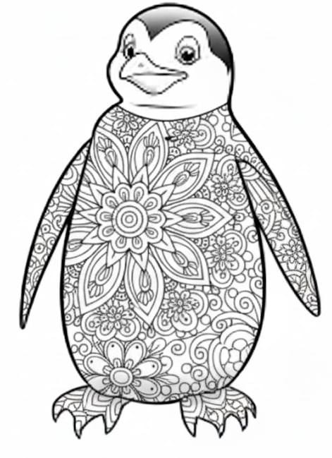 Flower Power Penguin Mandala Coloring Page Mandalas