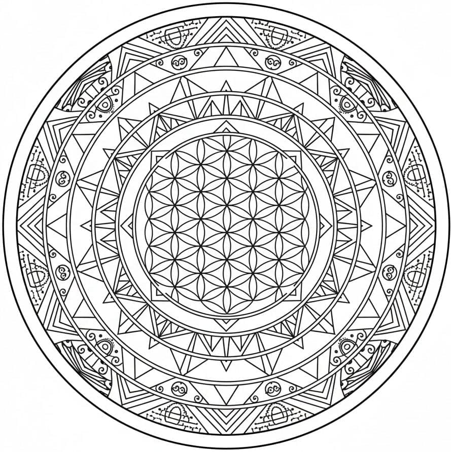 Flower of Life Geometry Zen Mandala Template Mandalas