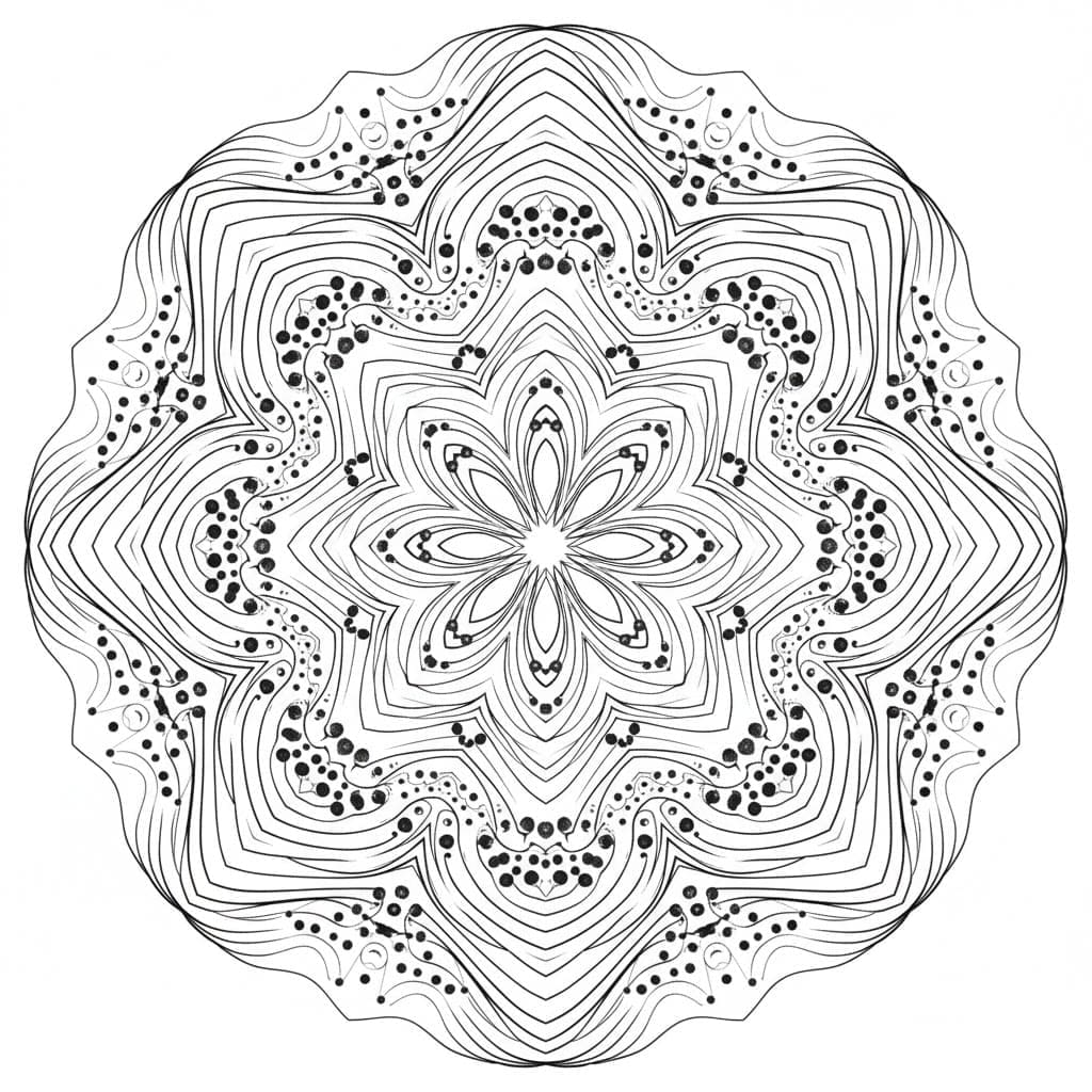 Flowing Dotted Curves Abstract Mandala Template Mandalas