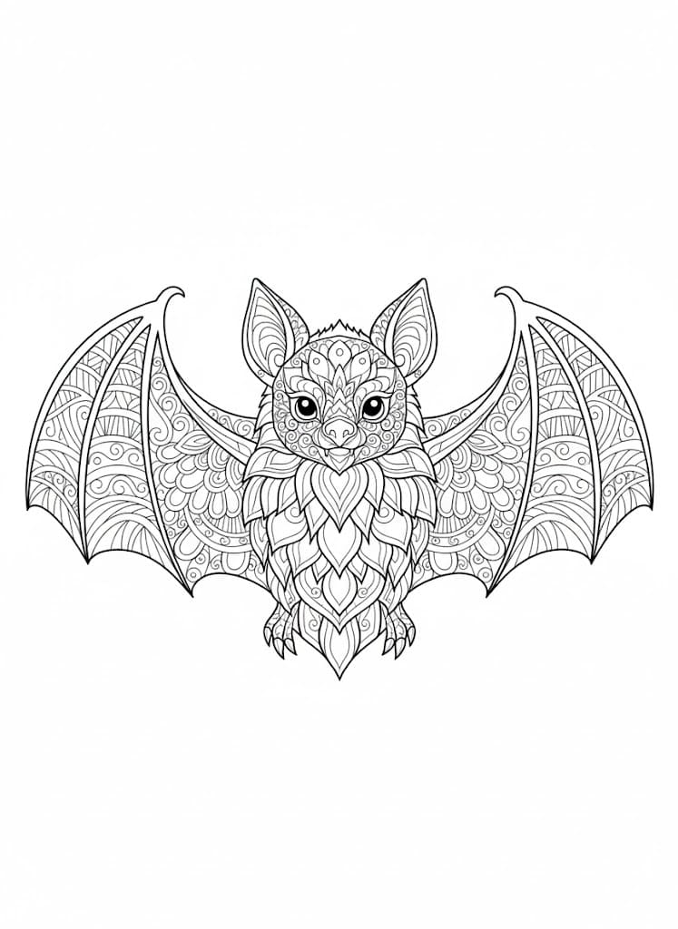Fluffy Bat Mandala Coloring Page Mandalas