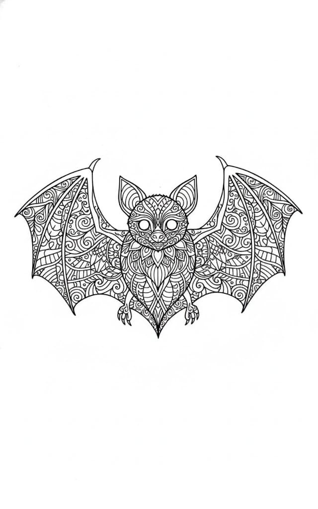 Flying Bat Mandala Coloring Page Mandalas