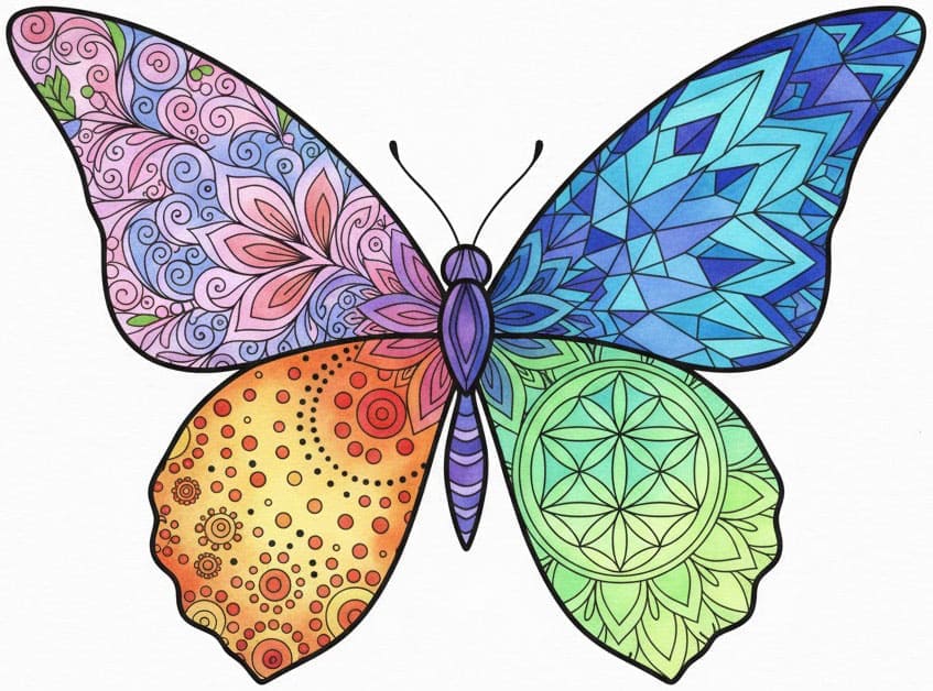 Four Quadrant Butterfly Zen Mandala Template Mandalas