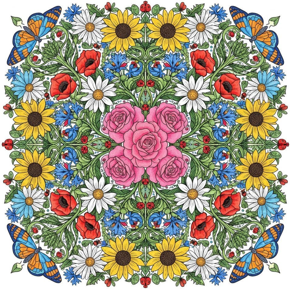 Four Seasons Square Nature Mandala Template Mandalas