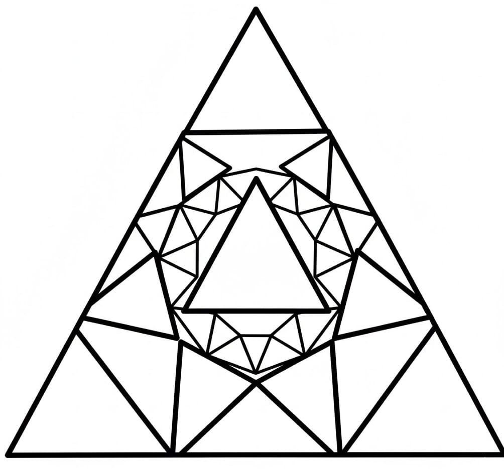 Fractal Triangle Mandala Coloring Page Mandalas