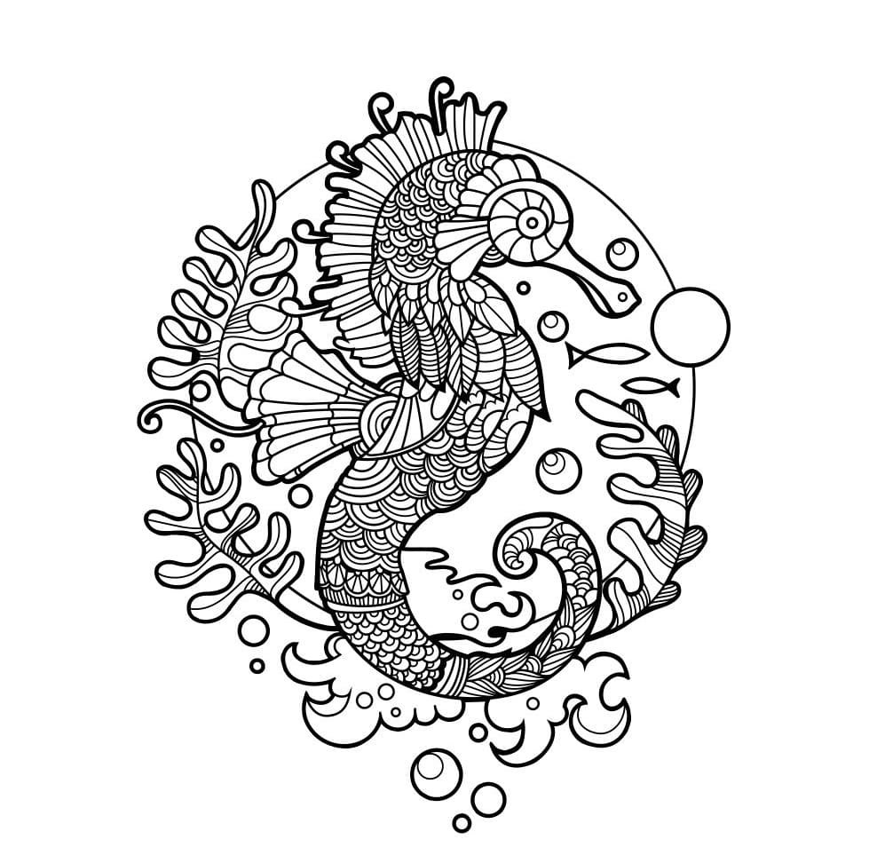 Free Style Seahorse Mandala Coloring Page Mandalas