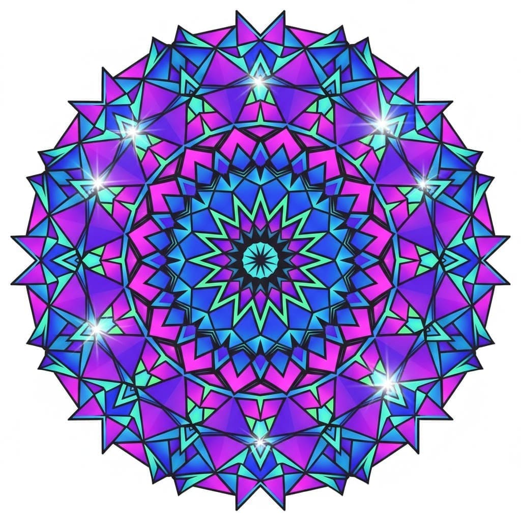 Galactic Spiky Geometric Starburst Mandala Template Mandalas