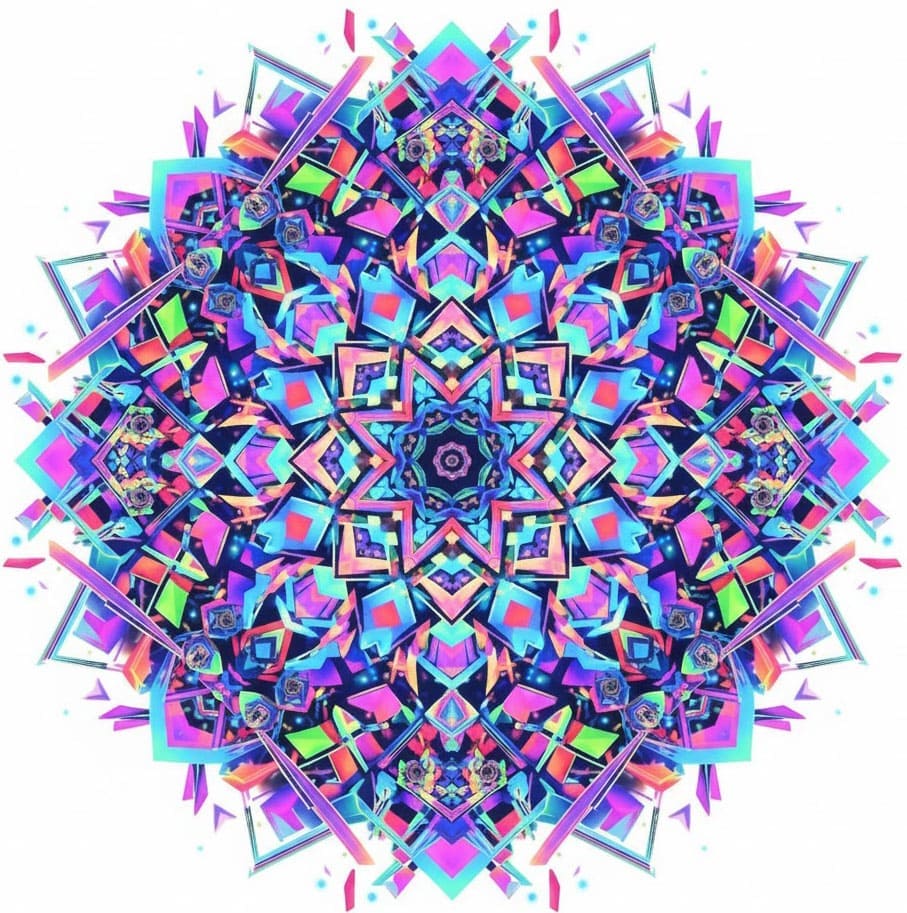 Geometric Crystal Burst Psychedelic Mandala Template Mandalas