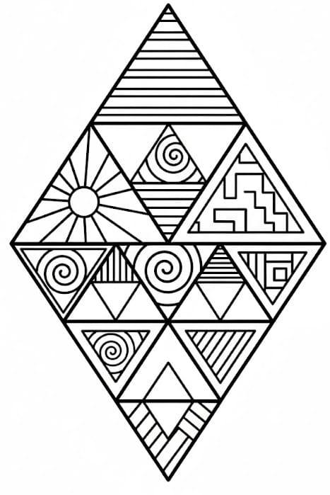 Geometric Diamond Triangle Mandala Coloring Page Mandalas