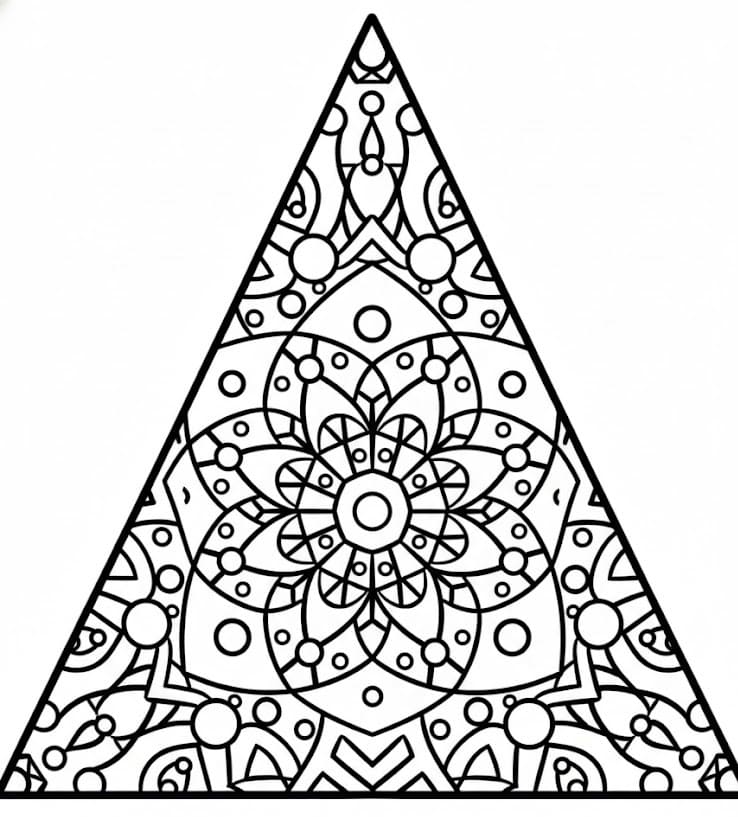 Geometric Flower Triangle Mandala Coloring Page Mandalas