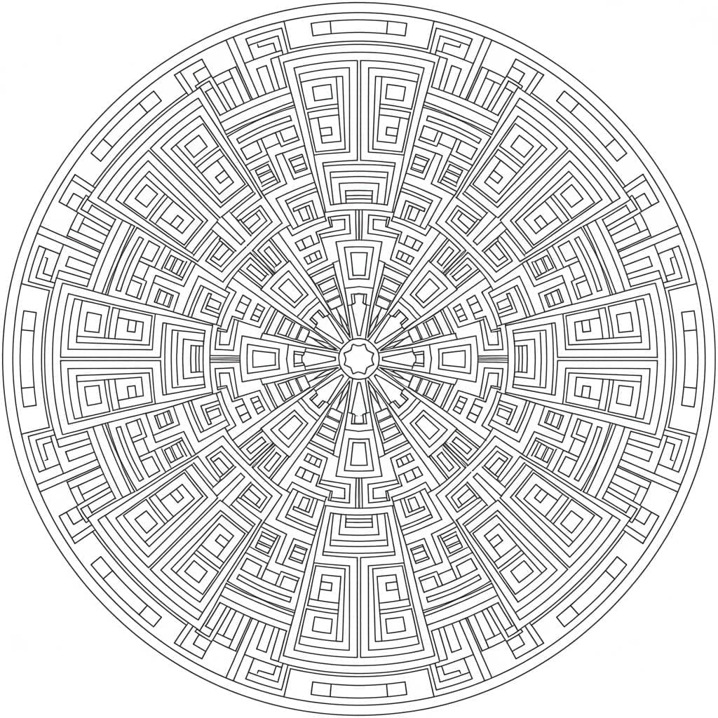 Geometric Maze Abstract Mandala Template Mandalas