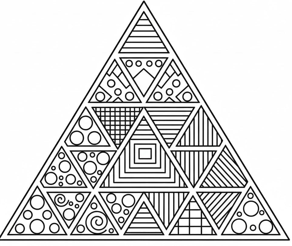 Geometric Patterned Triangle Mandala Coloring Page Mandalas