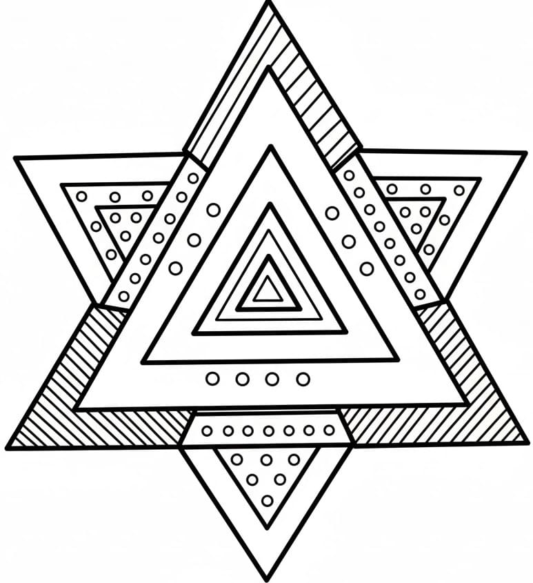 Geometric Star of David Mandala Coloring Page Mandalas