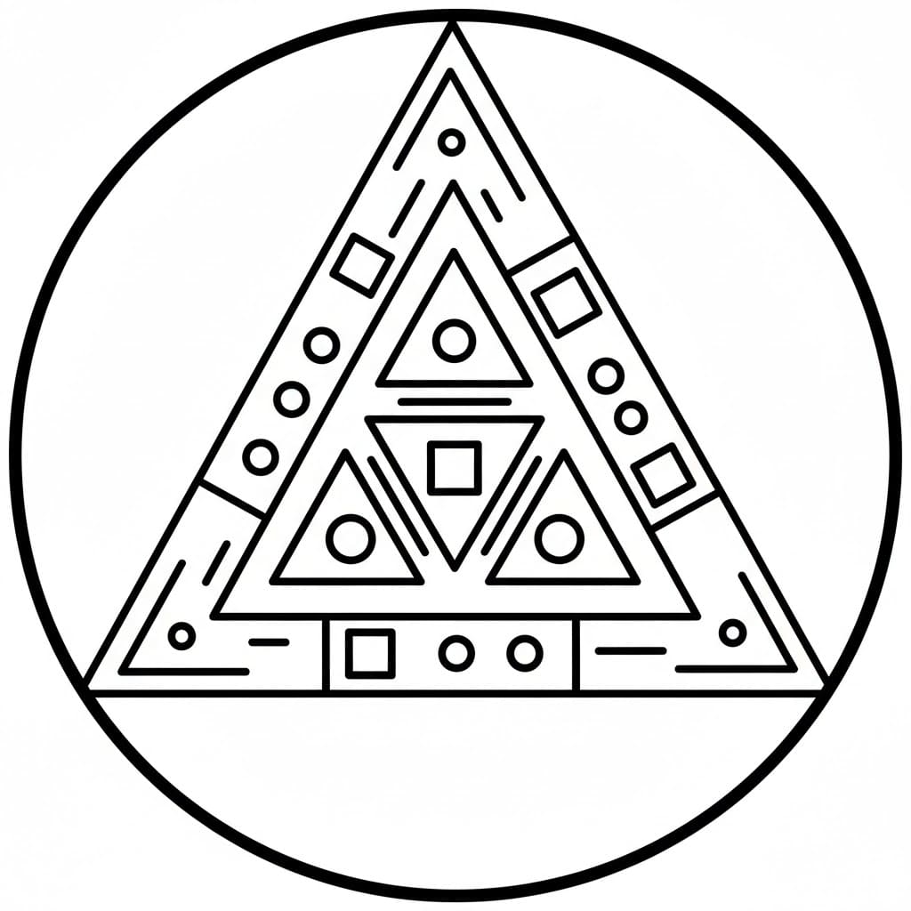 Geometric Triangle in Circle Mandala Coloring Page Mandalas