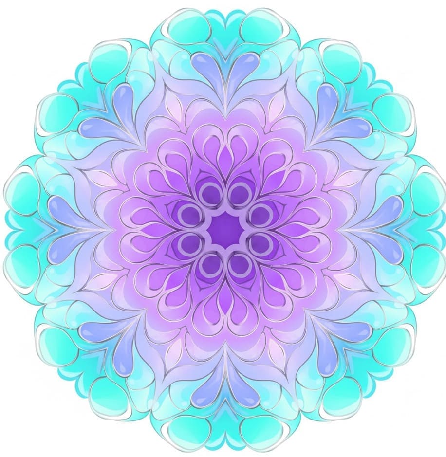 Glossy Aqua Amethyst Abstract Mandala Template Mandalas