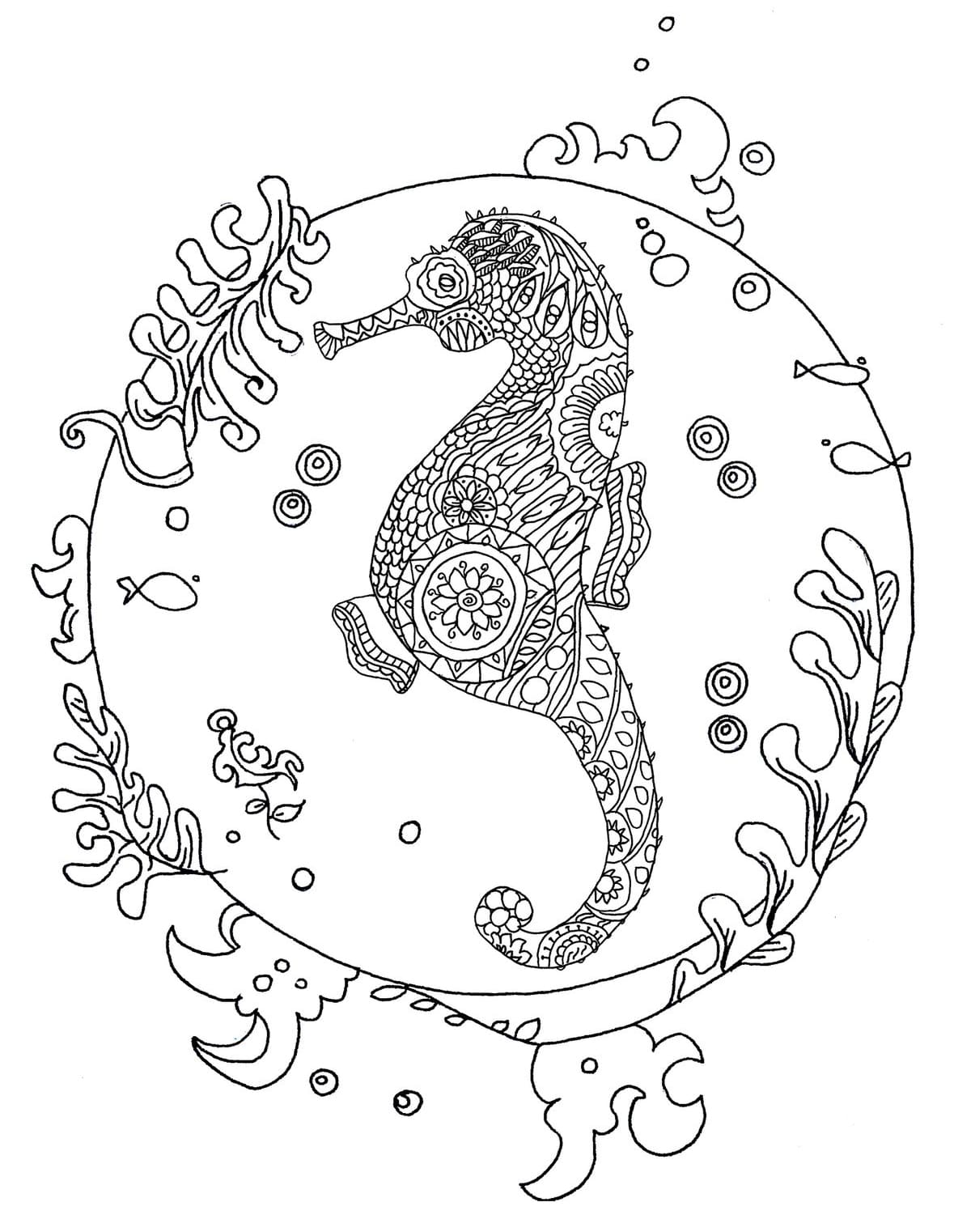 Good Seahorse Mandala Coloring Page Mandalas