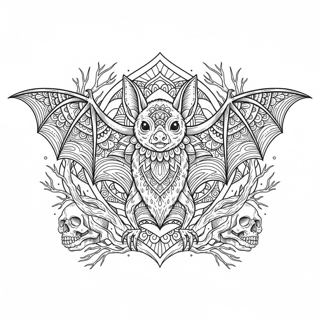 Gothic Bat Mandala Coloring Page Mandalas