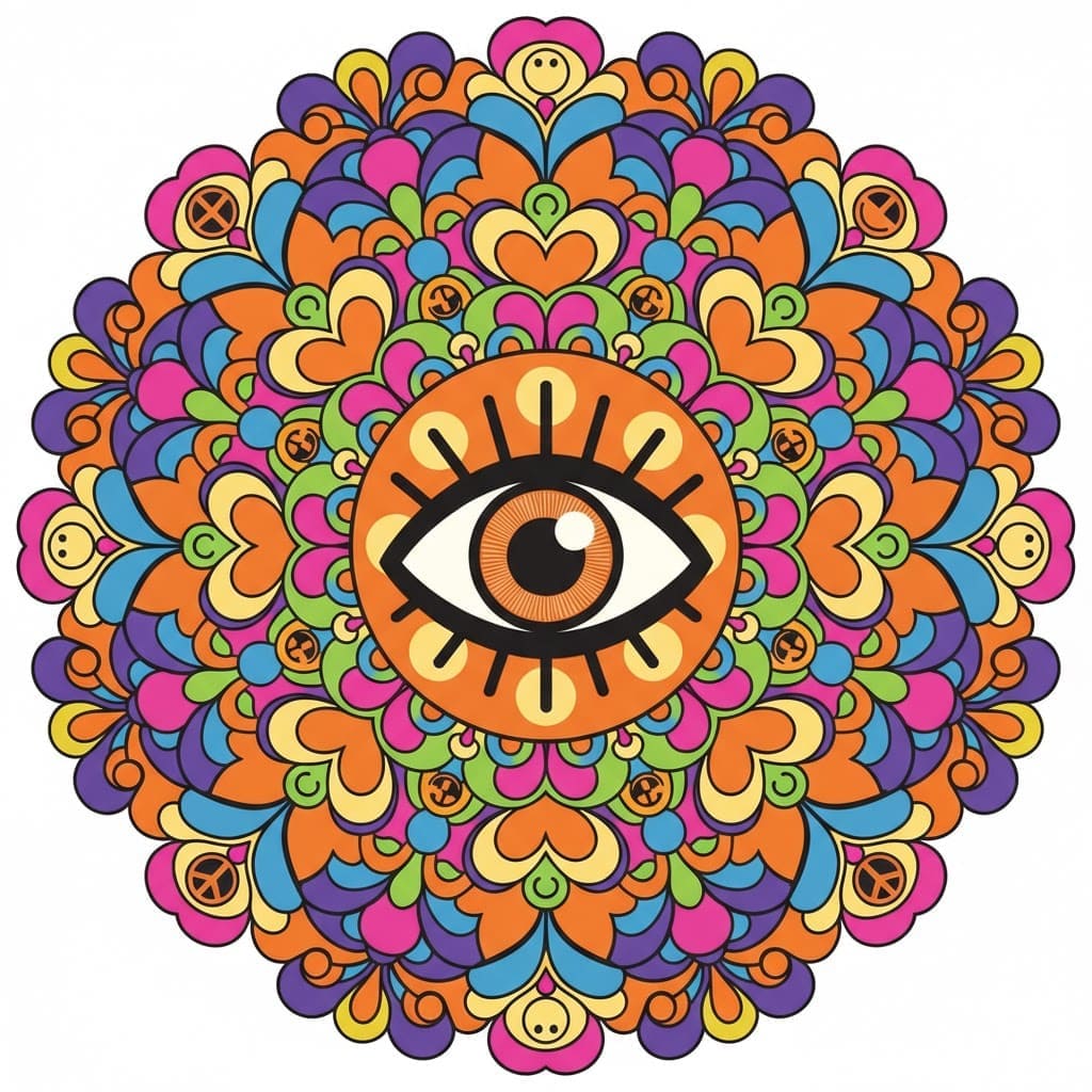 Groovy All-Seeing Eye Psychedelic Mandala Template Mandalas