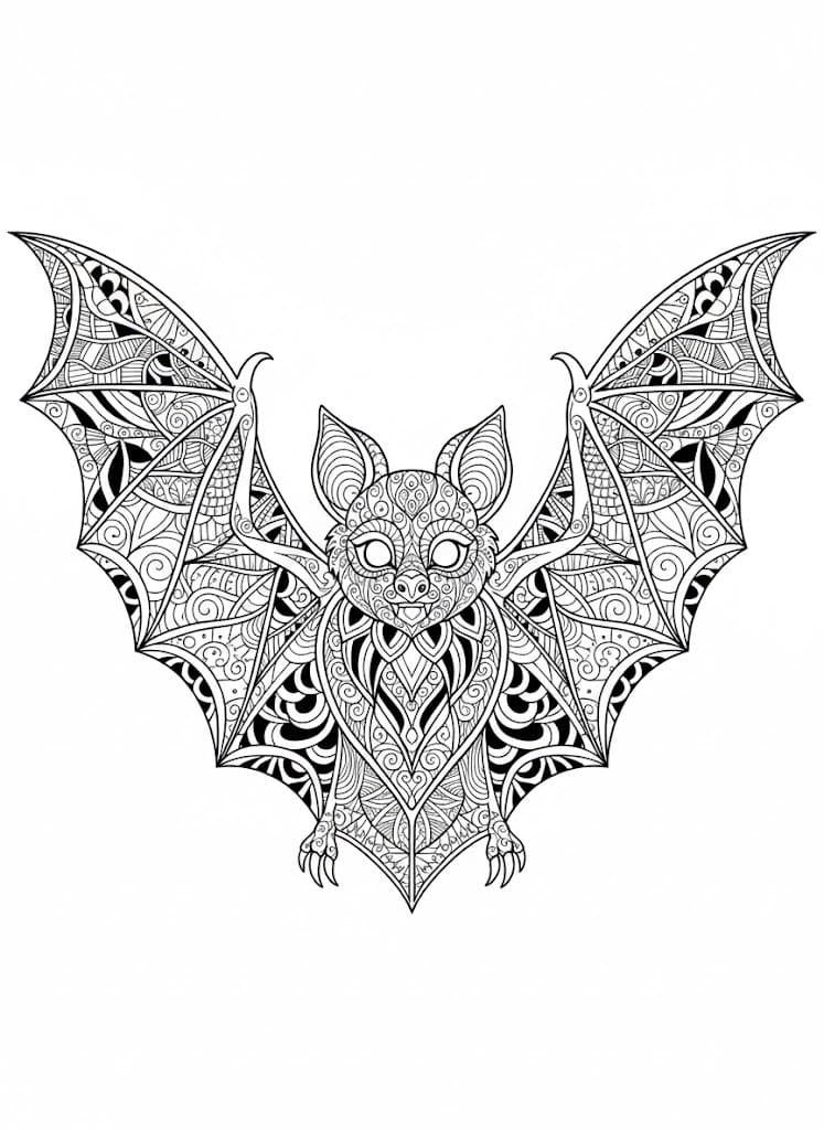 Happy Bat Mandala Coloring Page Mandalas