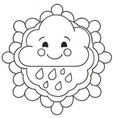 Happy Cloud Rain Mandala Coloring Page. Mandalas