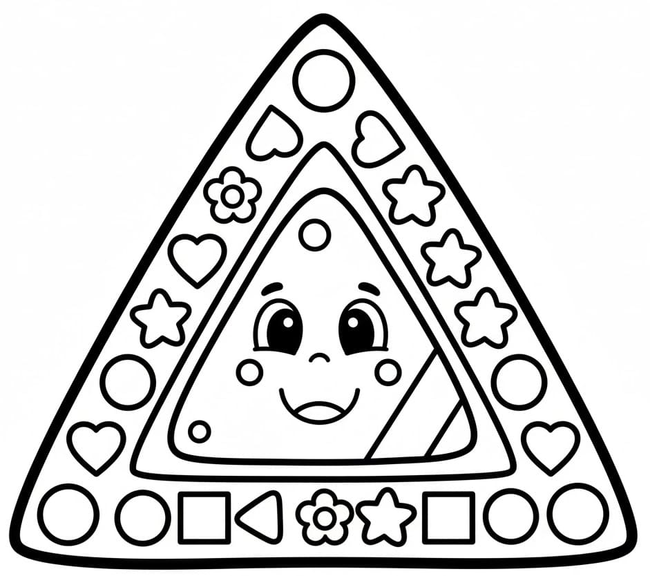 Happy Triangle Shapes Mandala Coloring Page Mandalas