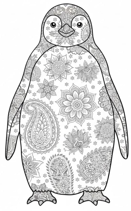 Henna Style Penguin Mandala Coloring Page Mandalas