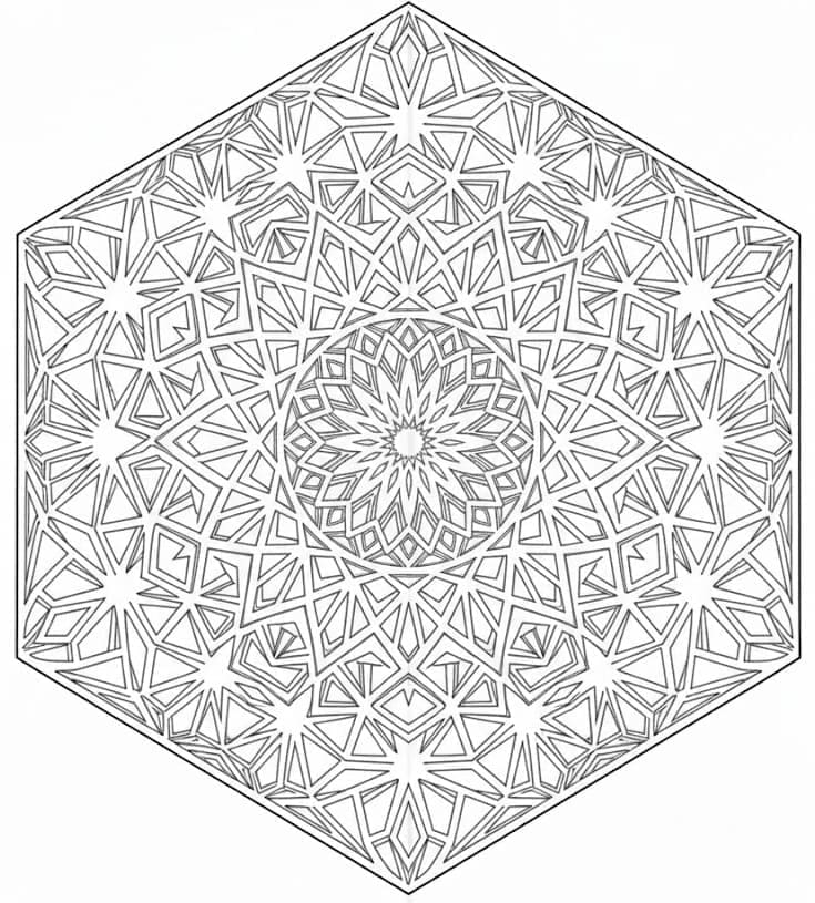 Hexagonal Islamic Geometric Pattern Mandala Template Mandalas