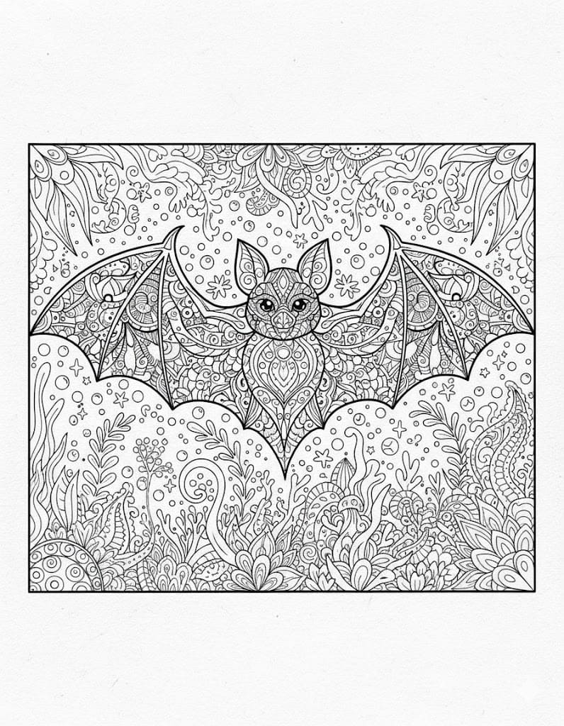 Hidden Bat Mandala Coloring Page Mandalas