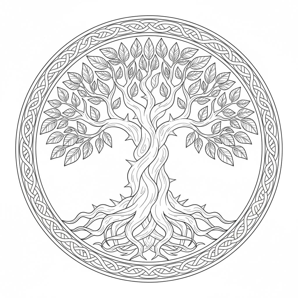Hypnotic Trunk Tree Of Life Mandala Coloring Page Mandalas