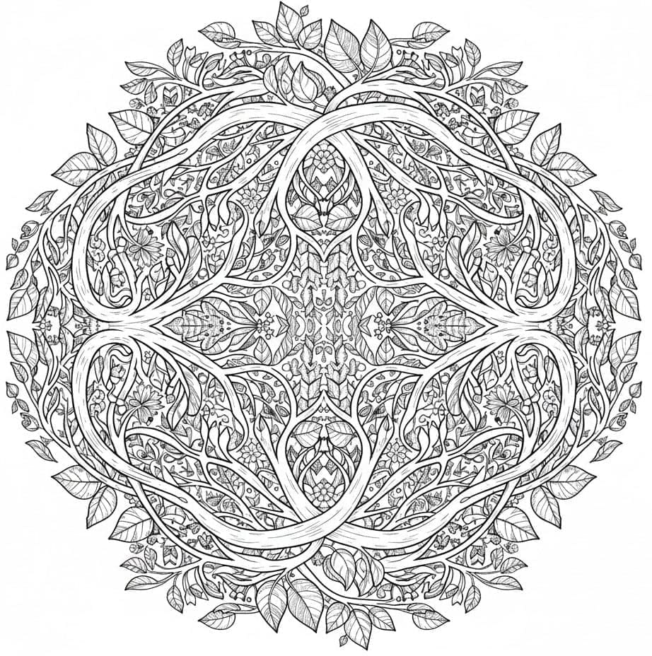 Intertwined Branches Nature Mandala Template Mandalas