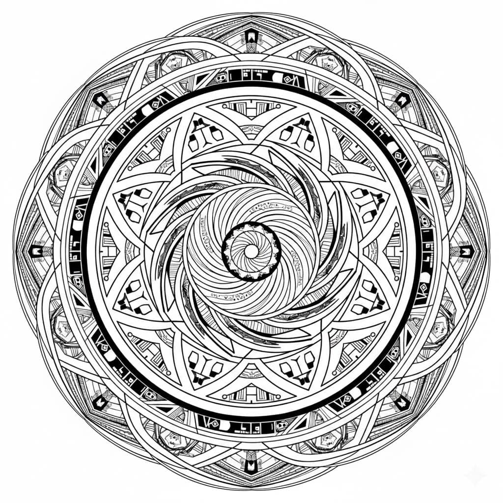 Intricate Geometric Spiral Abstract Mandala Template Mandalas